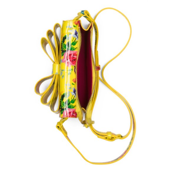 NWT Original BETSEY JOHNSON Floral Bow Convertible Crossbody Bag Clutch Yellow - Picture 9 of 10